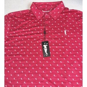 Grunk‎ Dolfer Golf Polo Shirt Mens 3XL Pink Bird Print Performance NWT